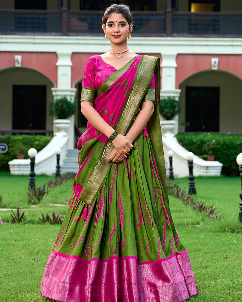 Pink Color Dola Silk Shibori Print Lehenga Choli