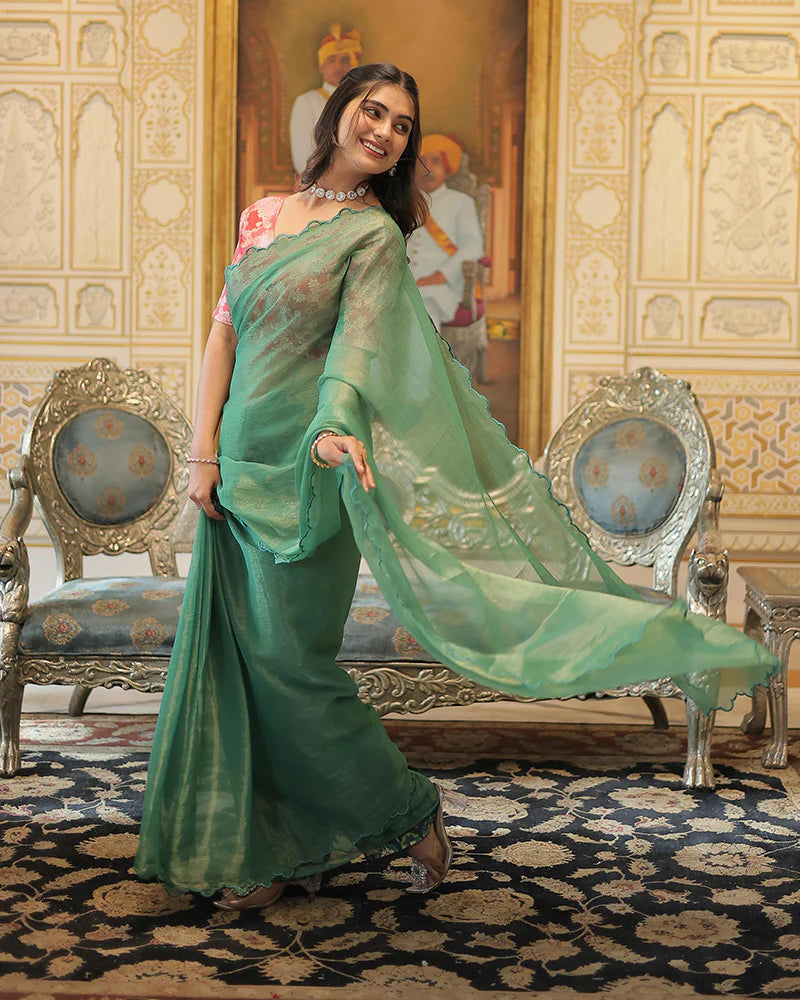 Bottle Green color Gold Coin Saree