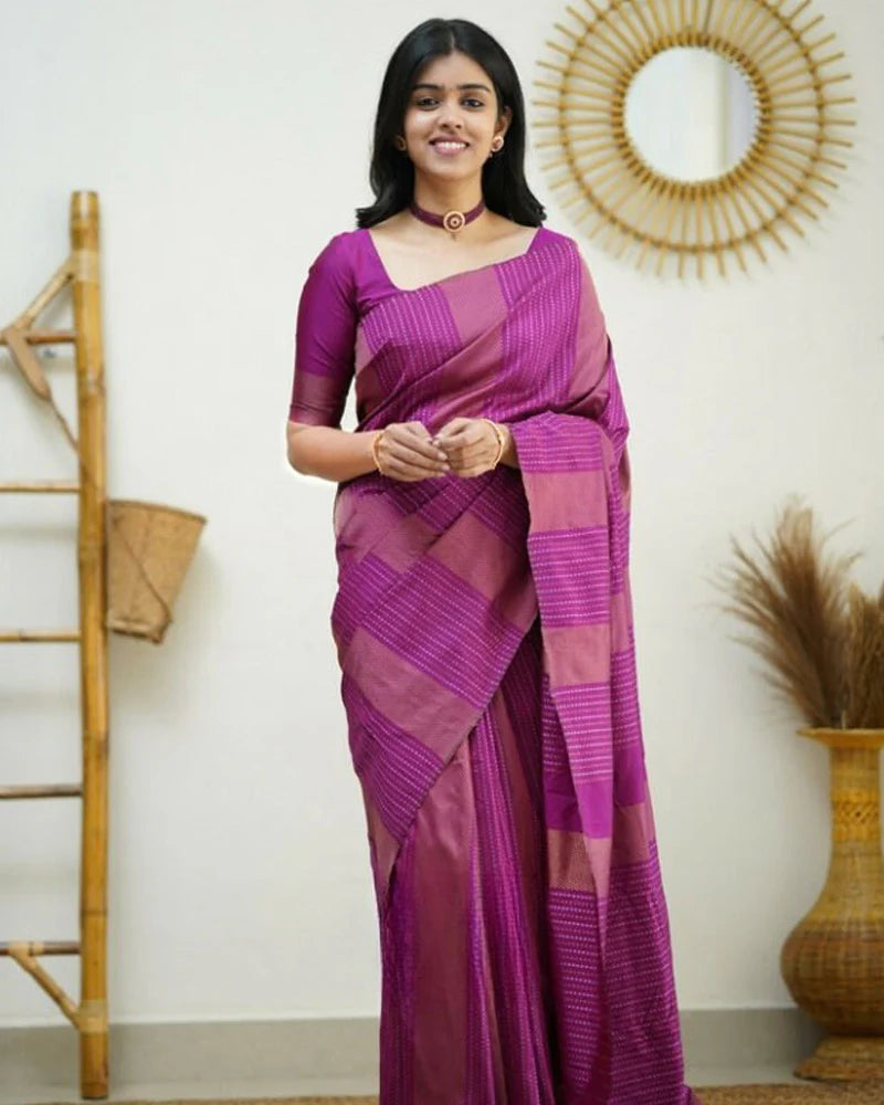 pink color Banarasi Soft Silk Saree