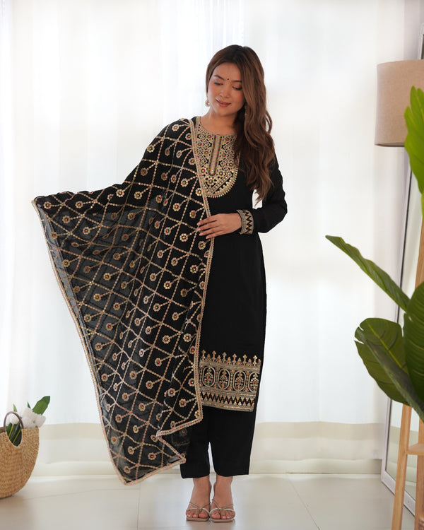 BEAUTIFUL PURE BLLOOMING VICHITRA SILK KURTA WITH DUPPTA SET,TROUSERS,READY TO WEAR