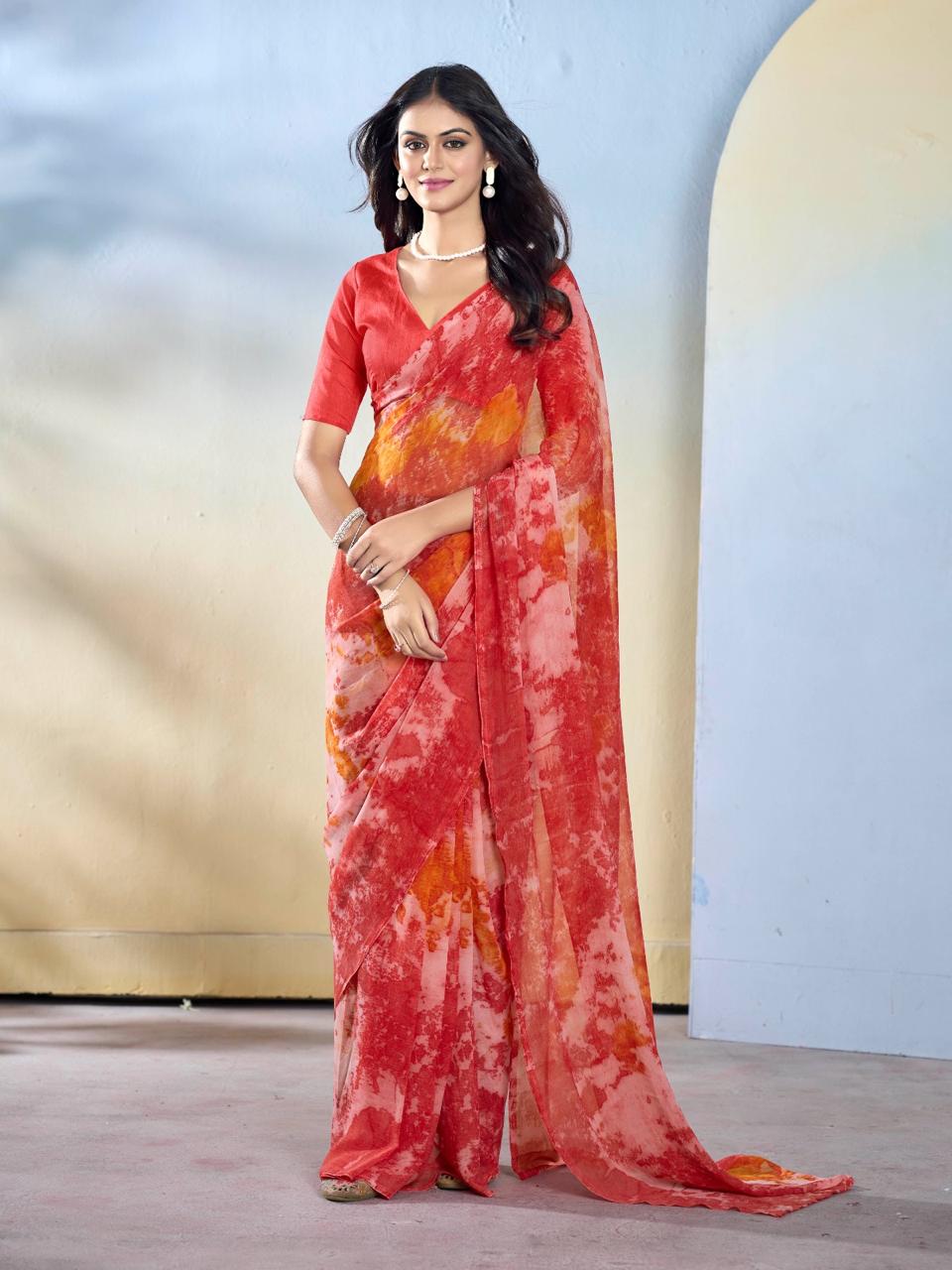 Soft Chiffon Georgette Ready To Wear saree