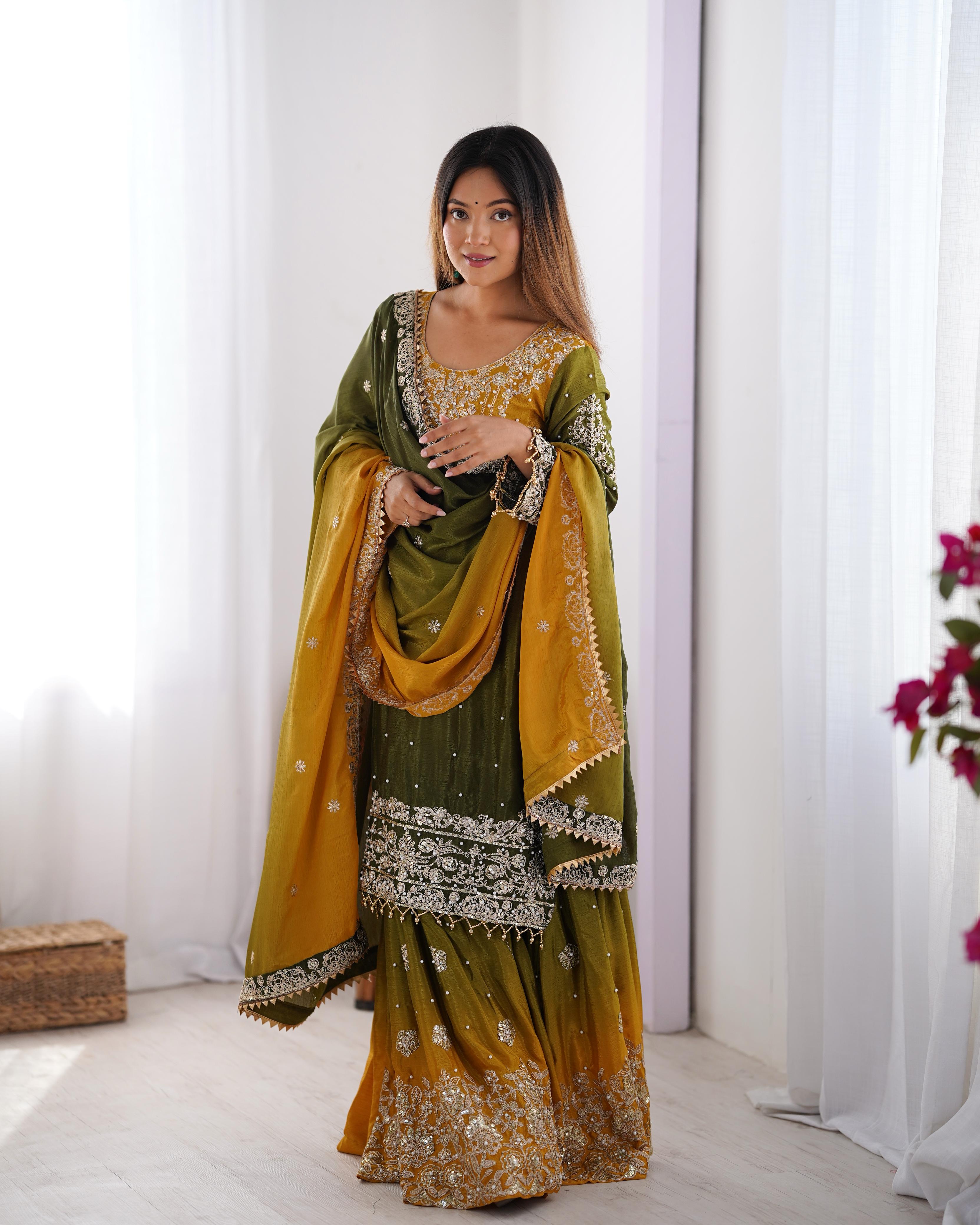 GRACEFUL DUAL SHADED SHARARA SETS