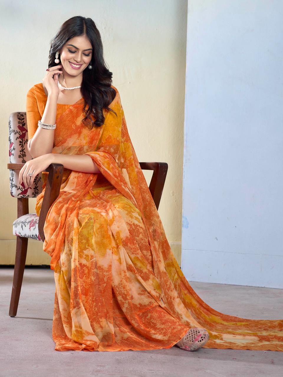 Soft Chiffon Georgette Ready To Wear saree