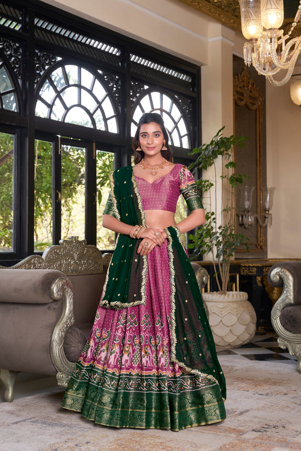 Pink Color Kanchipuram Lehenga Choli