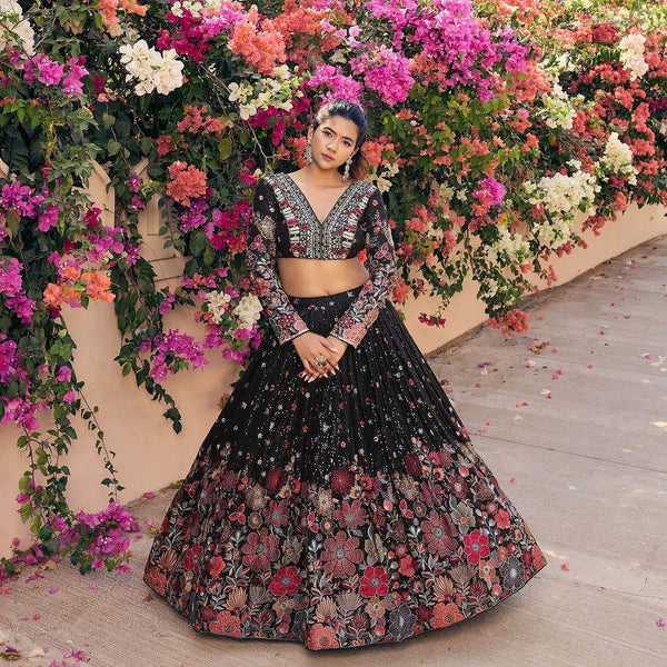 Beautiful Designer Black Lucknowi Lehenga Choli