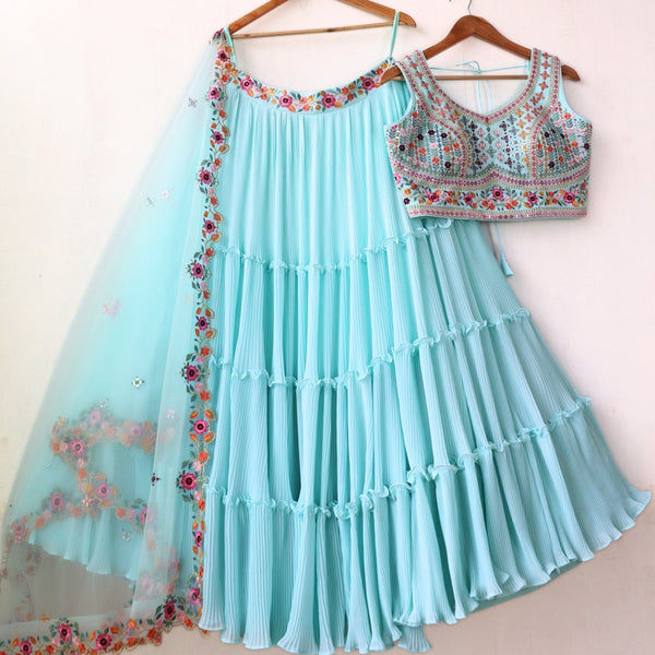 Sky Blue Thread and Sequence Lehenga Choli