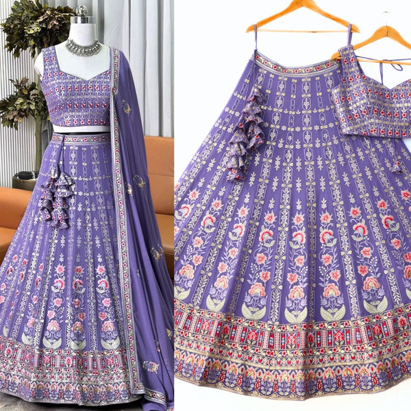 Beautiful Purple Thread and Sequence Lehenga Choli