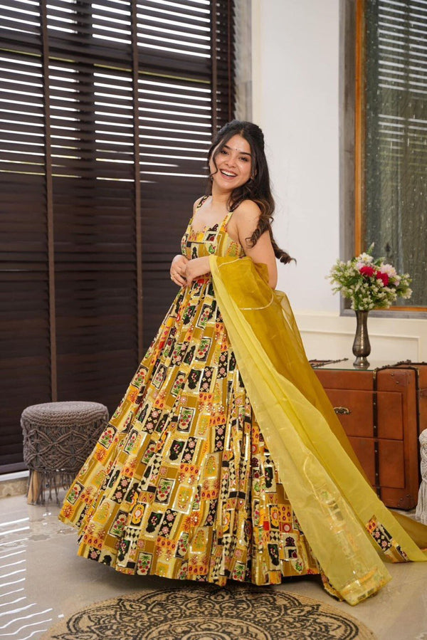 Yellow Jimmy Organza Silk Gown