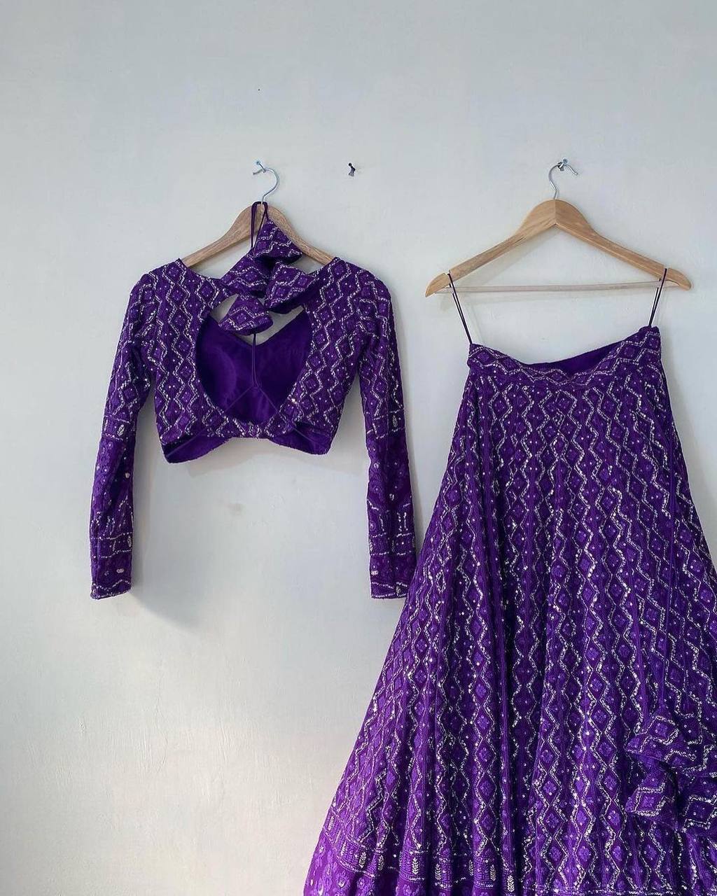 Purple Lehenga choli with Heavy Lucknowi Work