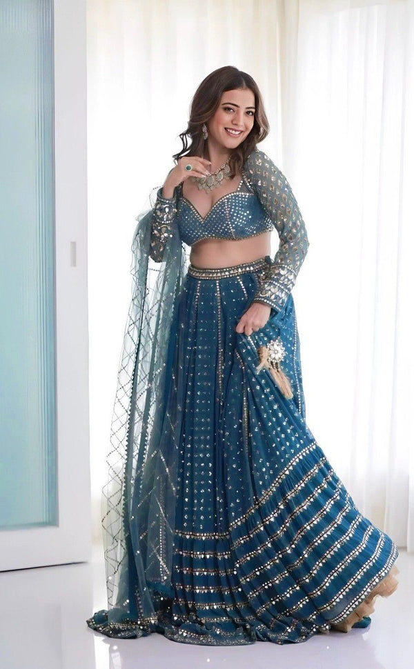 Designer Blue Thread and Sequence Lehenga Choli