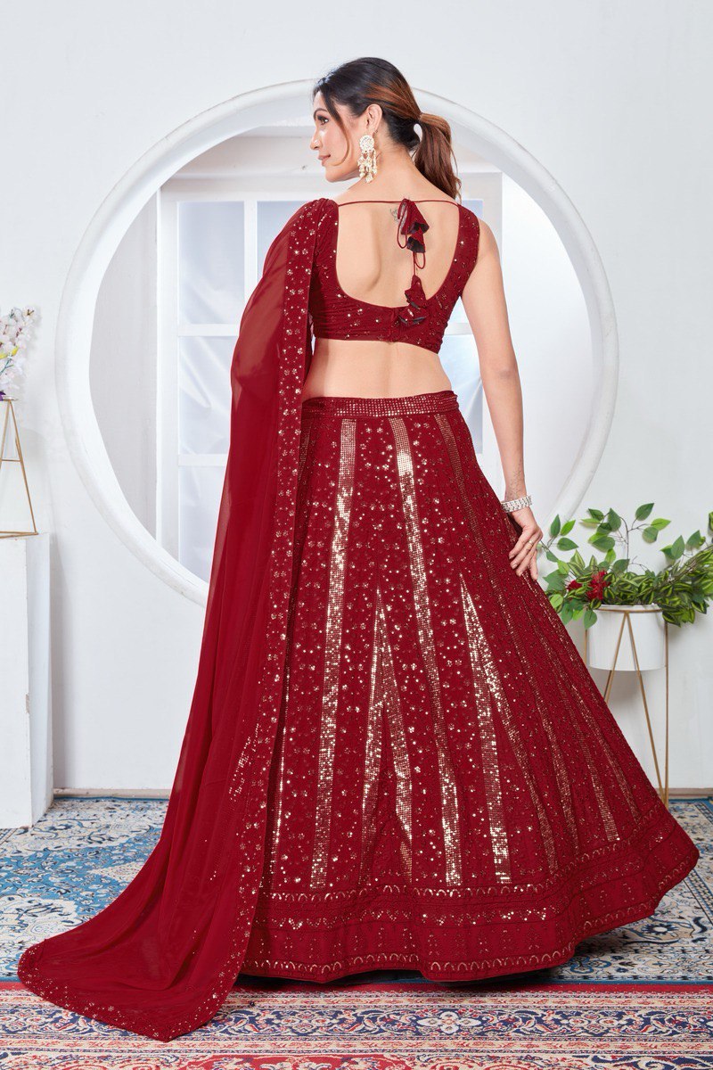 Beautiful Designer Red Lucknowi Lehenga Choli