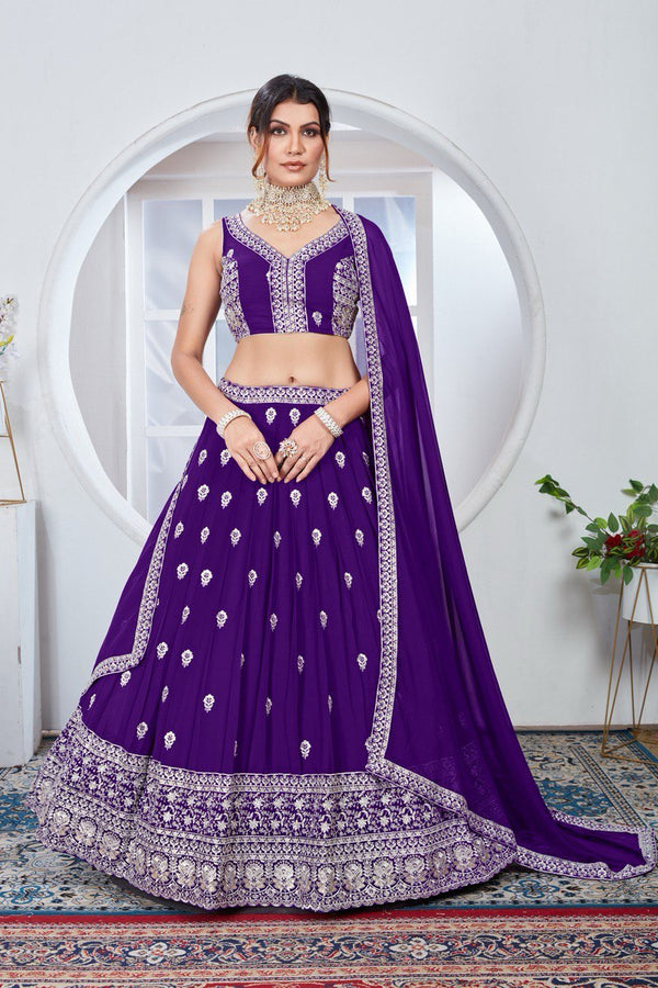 Royal Blue Thread and Sequence Lehenga Choli