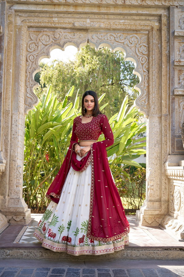 White wonder adorned with delicate embroidery Sequins Lehenga