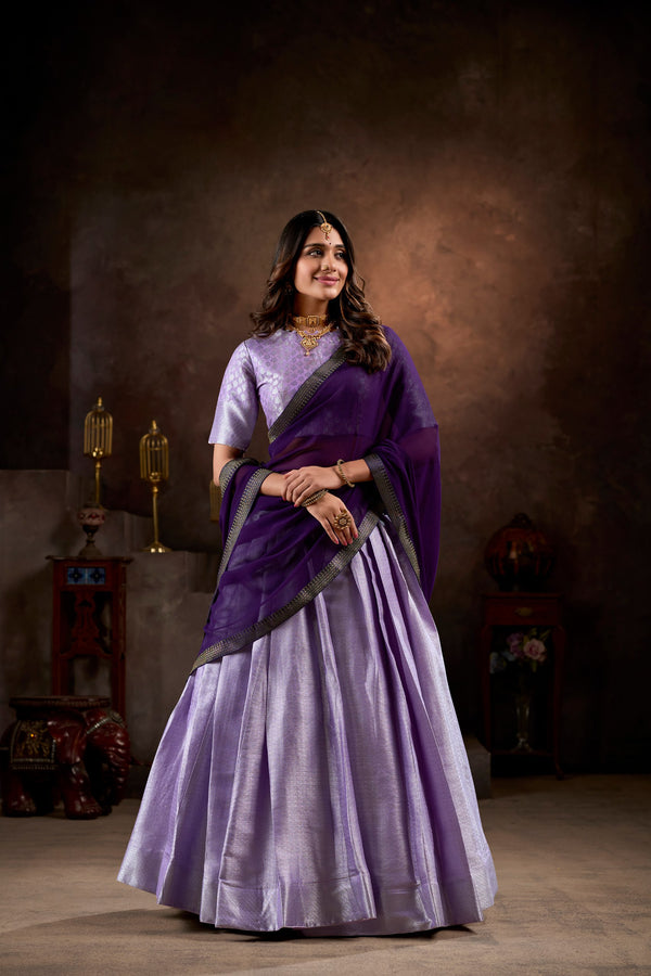 Purple Jacquard weaving work lehenga choli