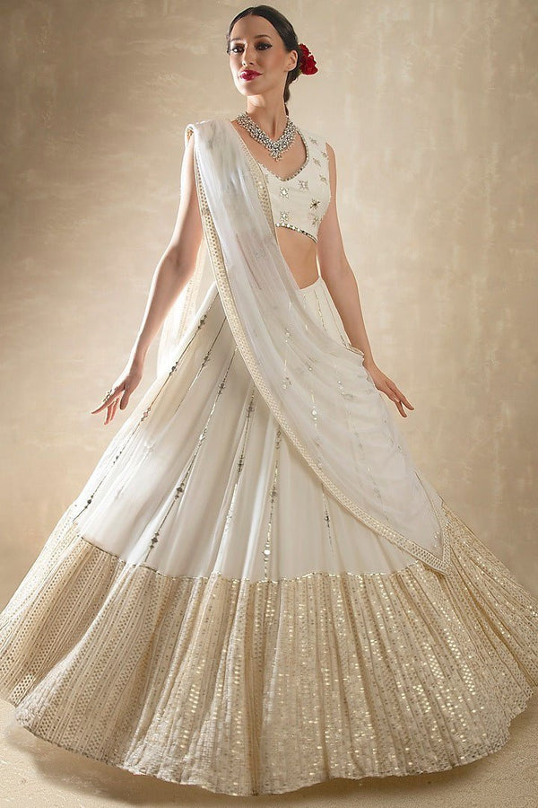 Designer white Thread and Sequence Lehenga Choli